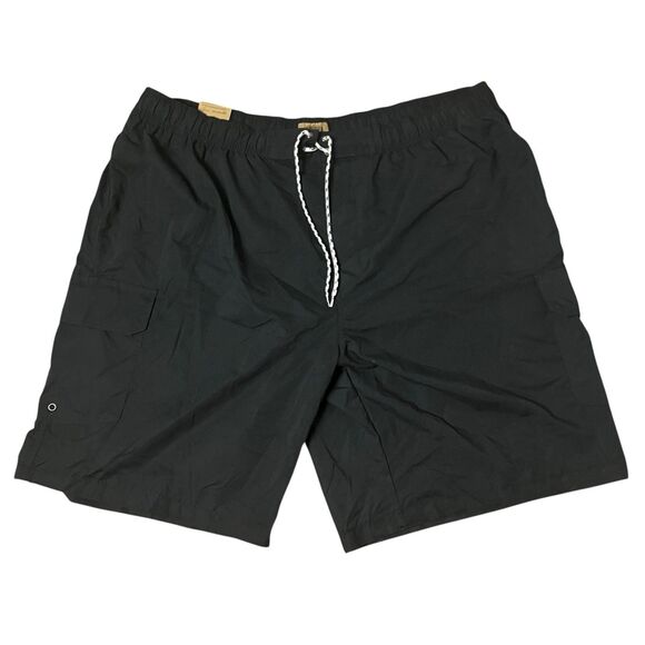 The Foundry Swim Trunks Mens 2XL Black 11” Inseam Mesh Lined Polyester Cargo - Picture 2 of 10
